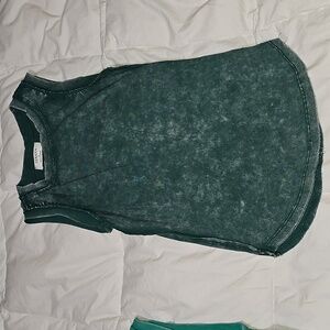 Zenana Womens Sz Small Dark Forest Green Mineral Washed Tank Top!